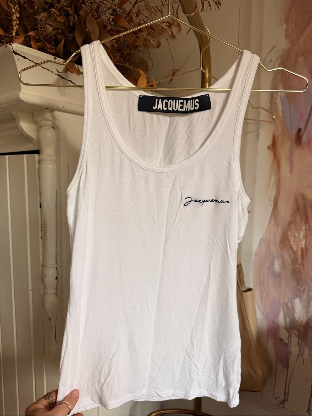 Jacquemus White Logo Tank Top